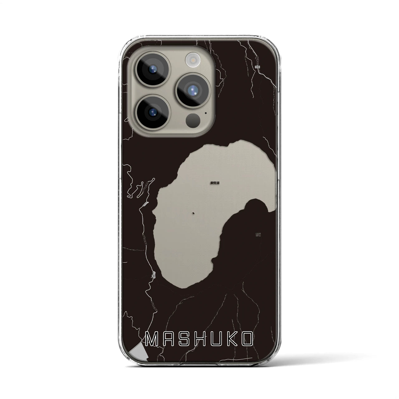 【摩周湖（北海道）】地図柄iPhoneケース（クリアタイプ）