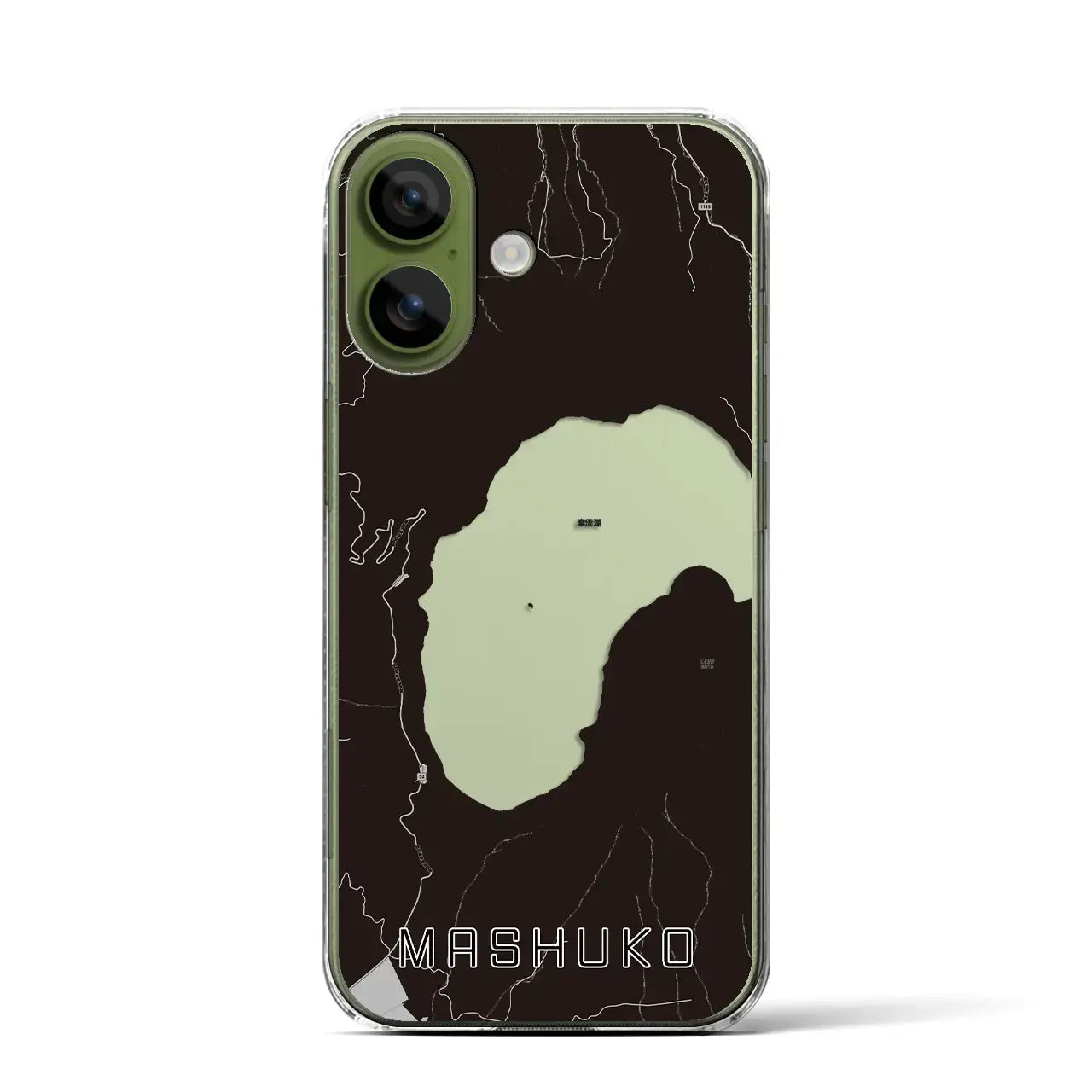 【摩周湖（北海道）】地図柄iPhoneケース（クリアタイプ）