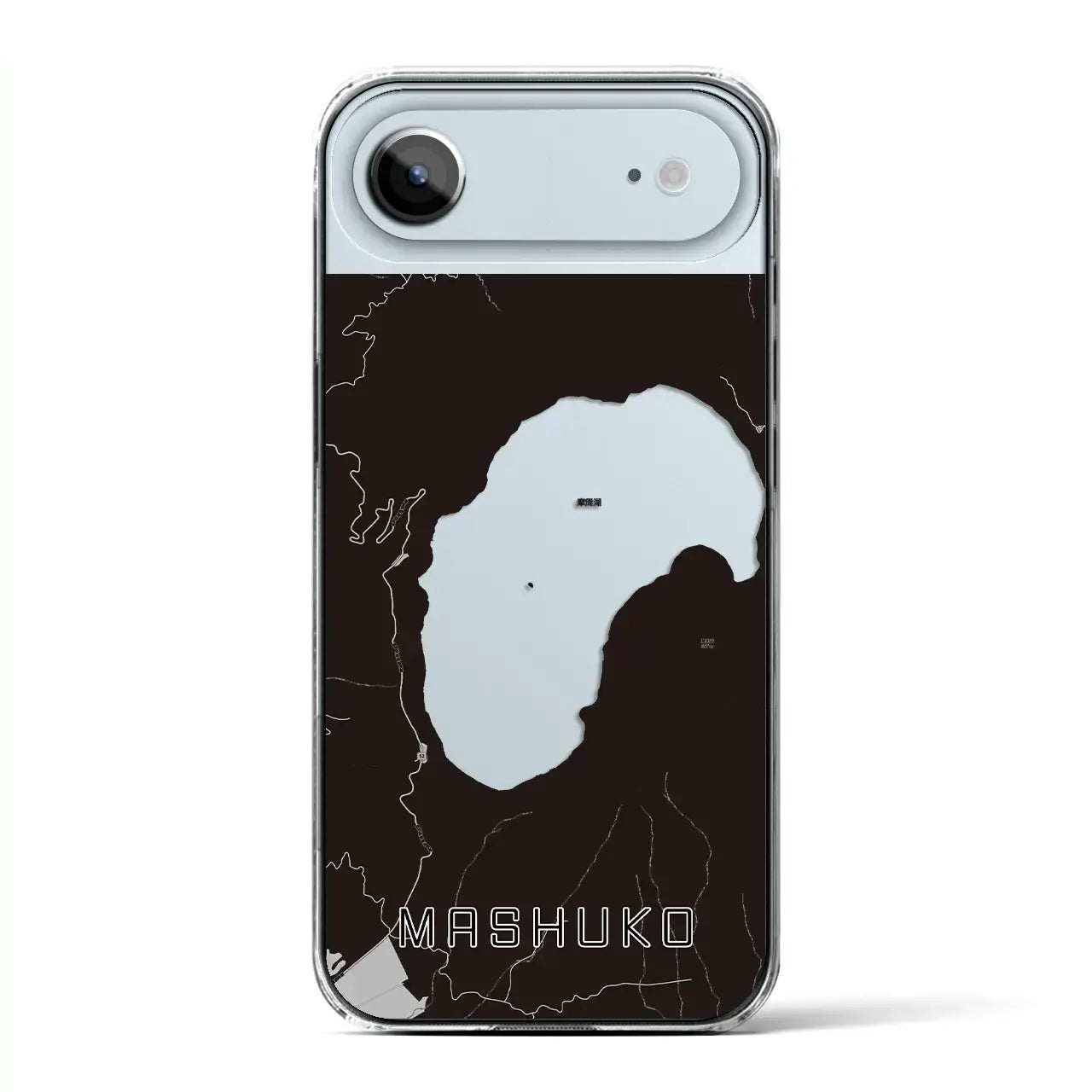 【摩周湖（北海道）】地図柄iPhoneケース（クリアタイプ）モノトーン・iPhone 17 Pro Max 用