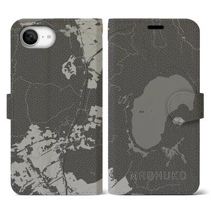 【摩周湖（北海道）】地図柄iPhoneケース（手帳タイプ）