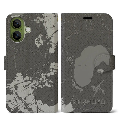 【摩周湖（北海道）】地図柄iPhoneケース（手帳タイプ）