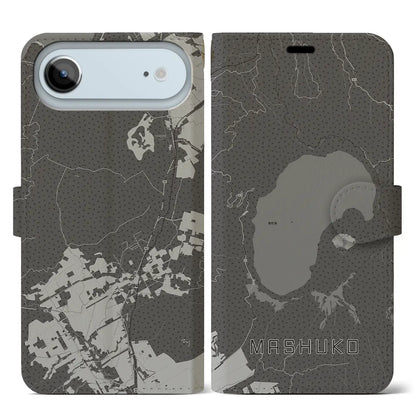 【摩周湖（北海道）】地図柄iPhoneケース（手帳タイプ）