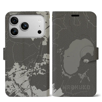 【摩周湖（北海道）】地図柄iPhoneケース（手帳タイプ）