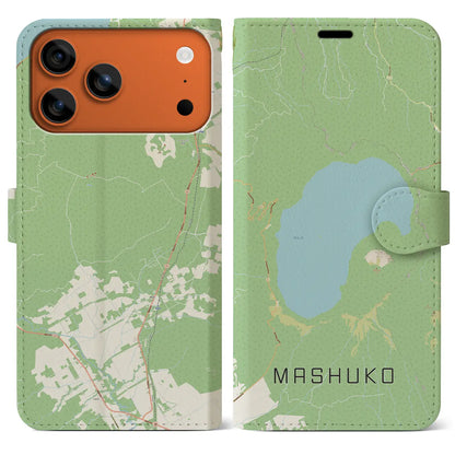 【摩周湖（北海道）】地図柄iPhoneケース（手帳タイプ）