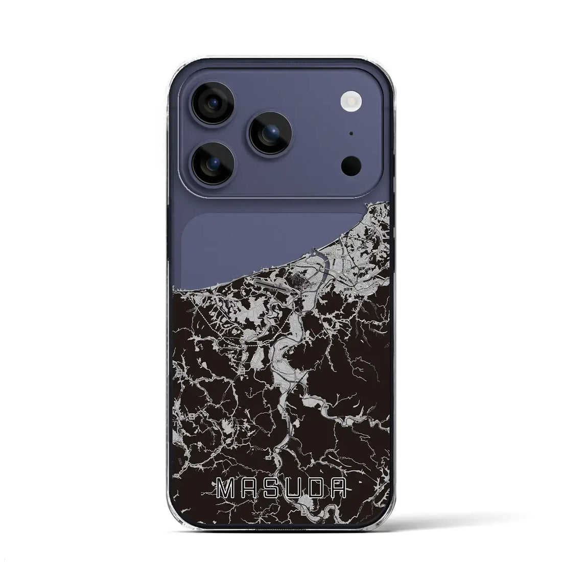 【益田（島根県）】地図柄iPhoneケース（クリアタイプ）モノトーン・iPhone 17 Pro Max 用