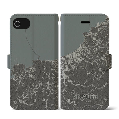 【益田（島根県）】地図柄iPhoneケース（手帳タイプ）モノトーン・iPhone SE（第3 / 第2世代） / 8 / 7 / 6s / 6 用