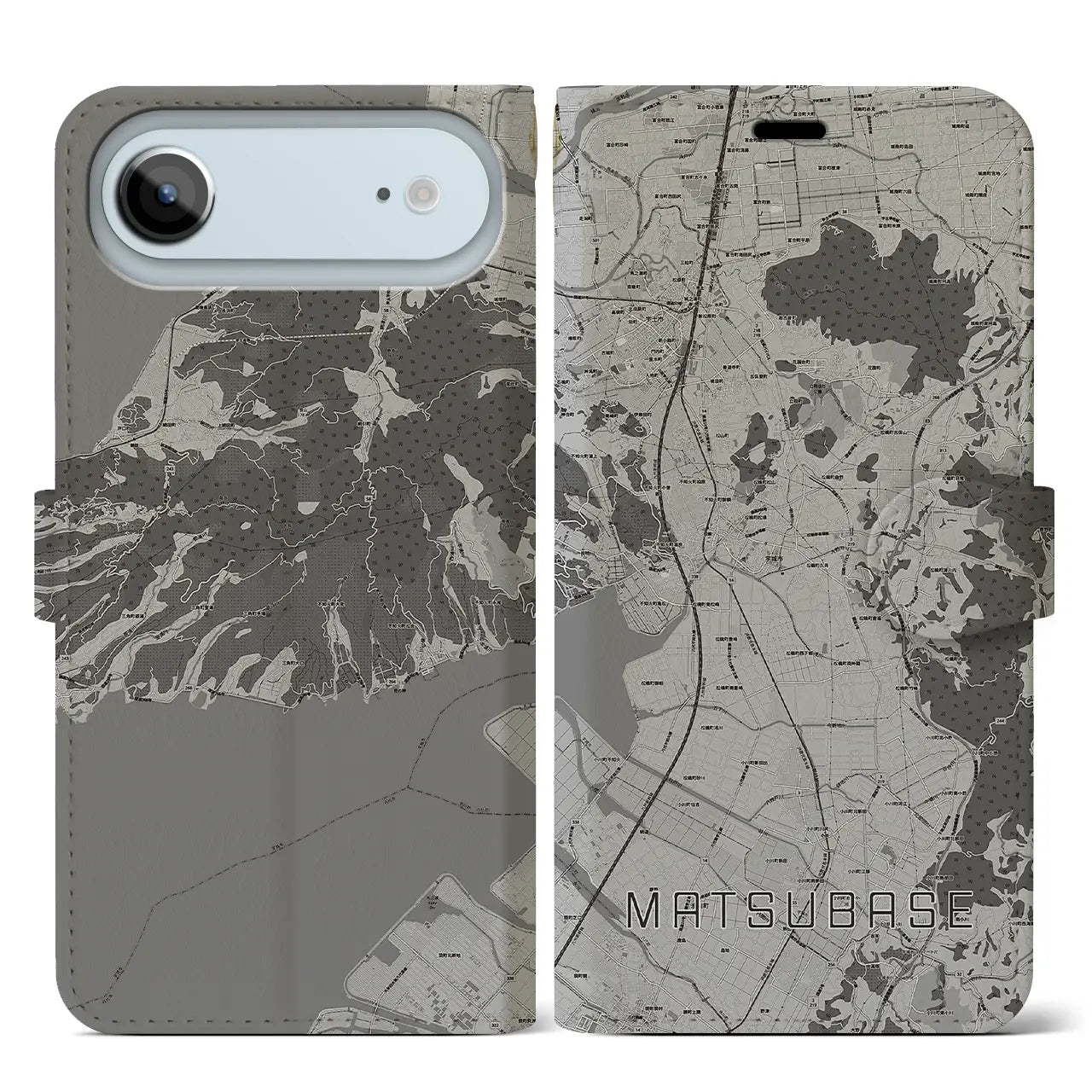 【松橋（熊本県）】地図柄iPhoneケース（手帳タイプ）