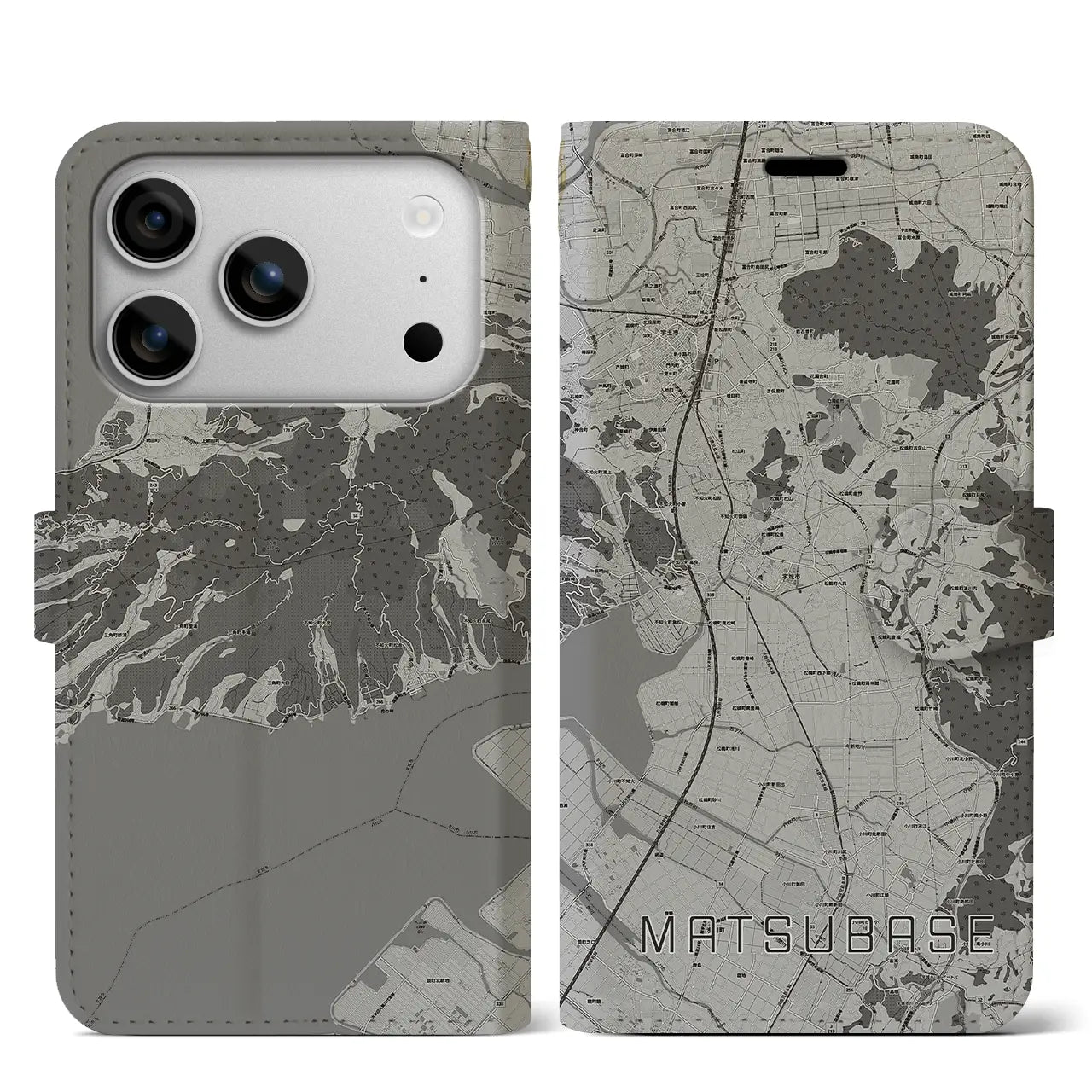 【松橋（熊本県）】地図柄iPhoneケース（手帳タイプ）