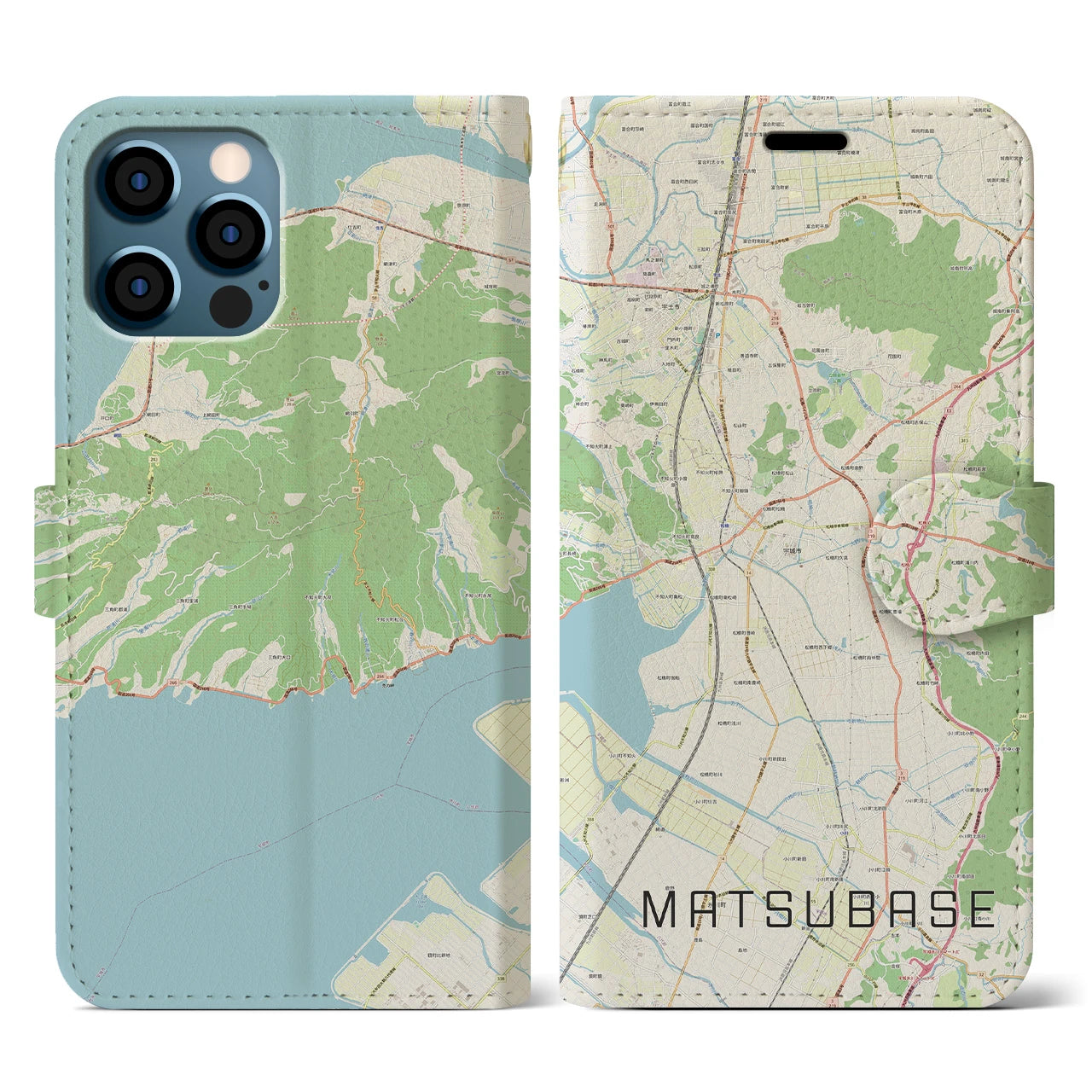 【松橋（熊本県）】地図柄iPhoneケース（手帳タイプ）