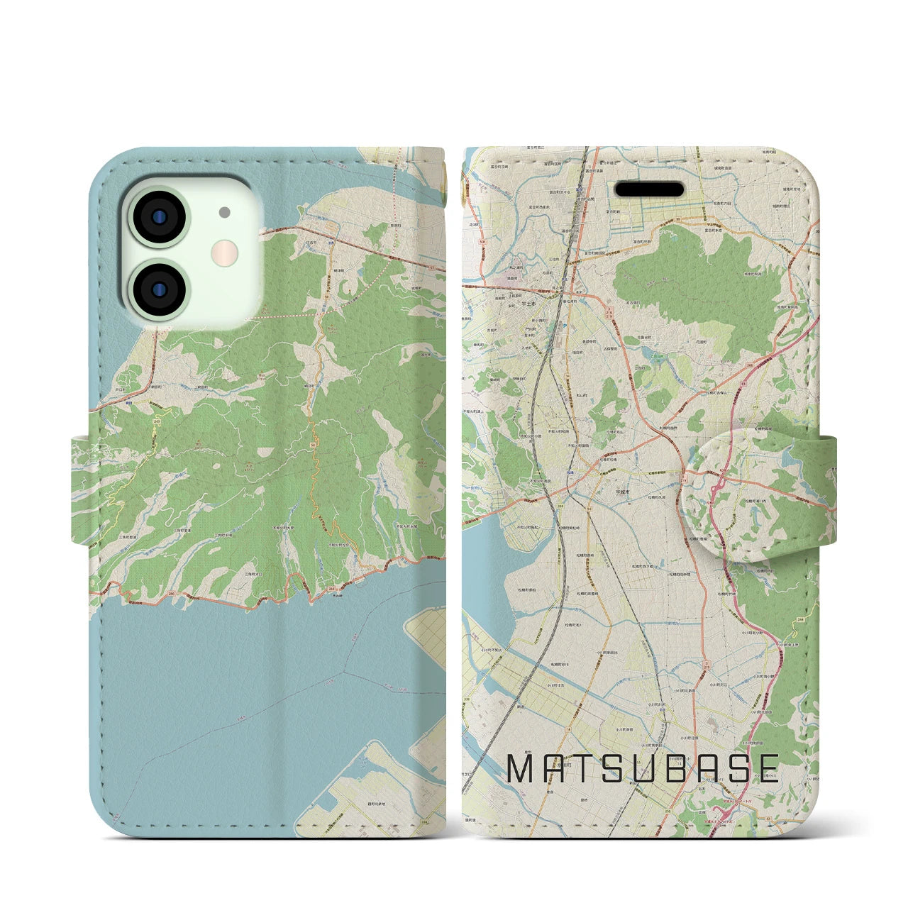 【松橋（熊本県）】地図柄iPhoneケース（手帳タイプ）