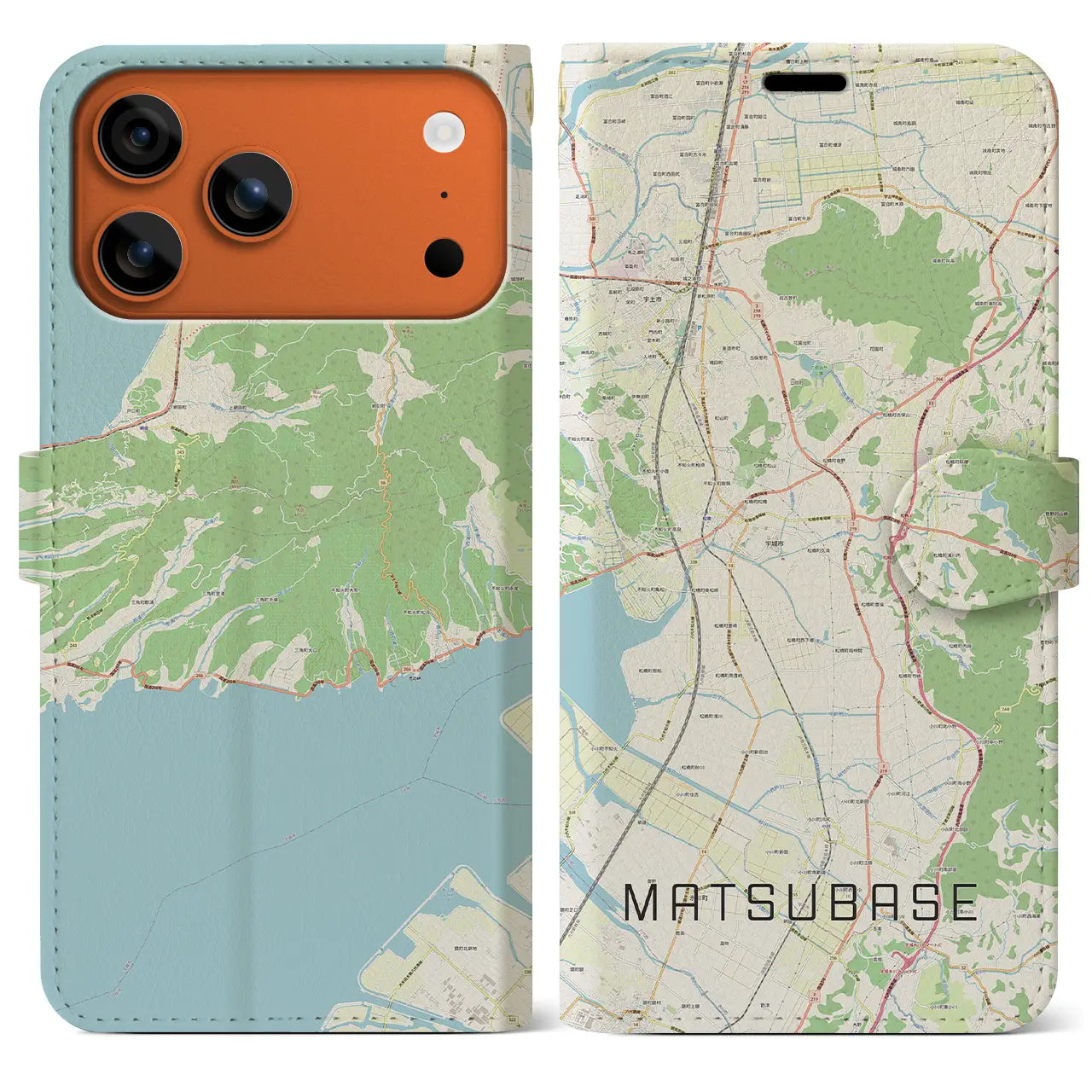 【松橋（熊本県）】地図柄iPhoneケース（手帳タイプ）