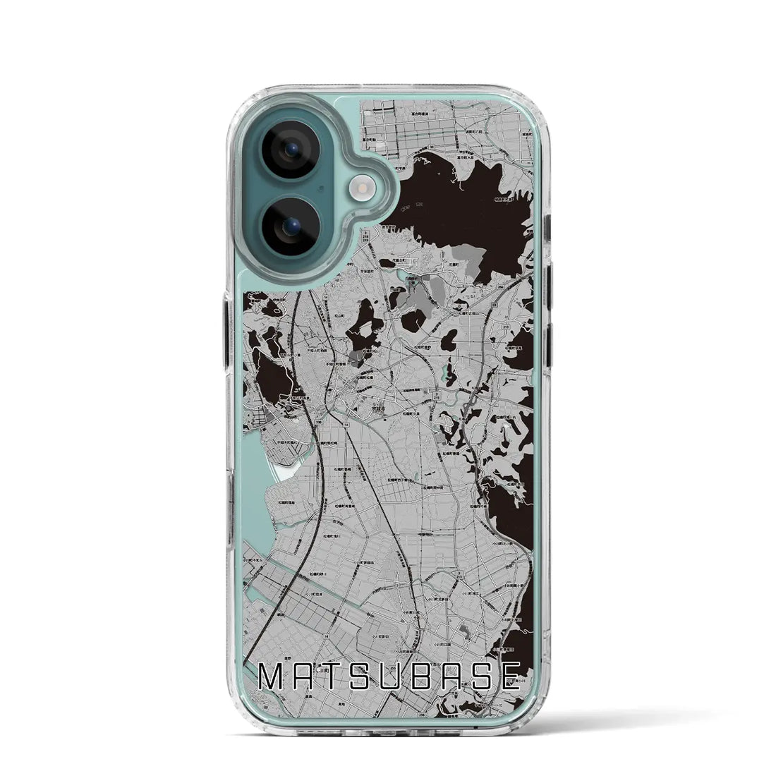 【松橋(熊本県)】地図柄iPhoneケース(MagSafeタイプ)モノトーン・iPhone 16 Pro 用