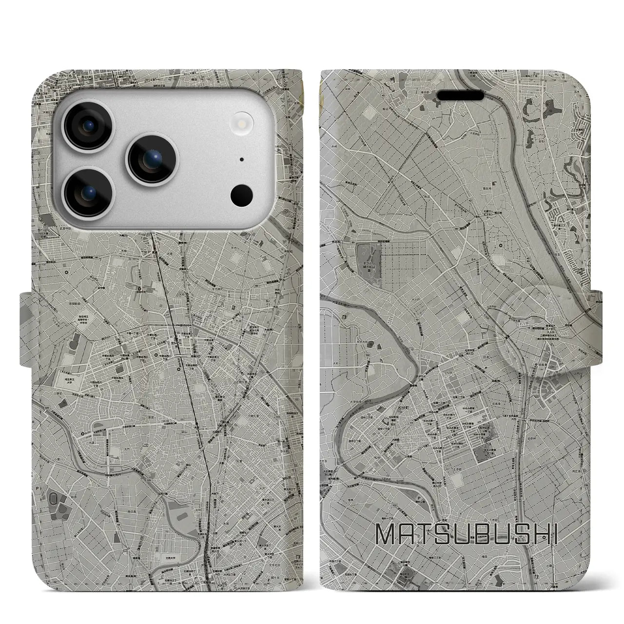 【松伏（埼玉県）】地図柄iPhoneケース（手帳タイプ）