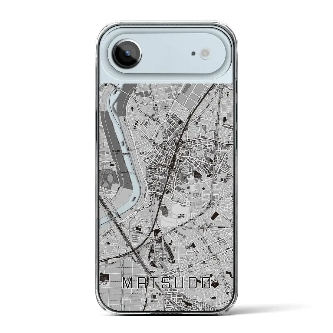【松戸(千葉県)】地図柄iPhoneケース(クリアタイプ)モノトーン・iPhone 17 Pro Max 用