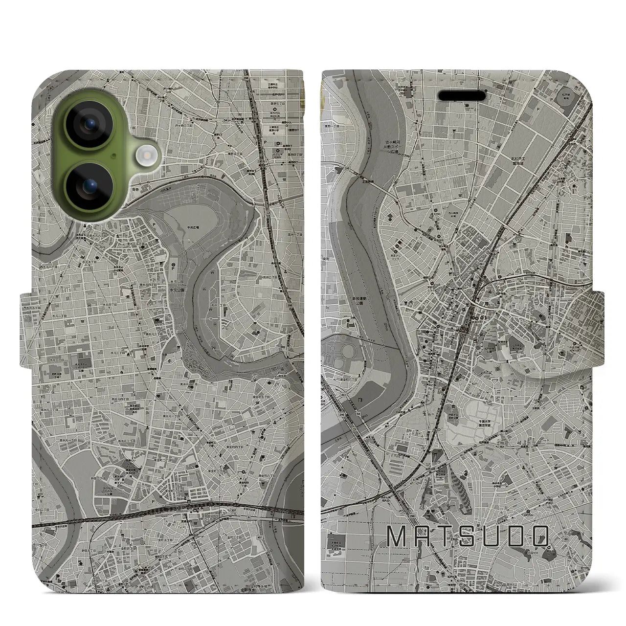 【松戸（千葉県）】地図柄iPhoneケース（手帳タイプ）