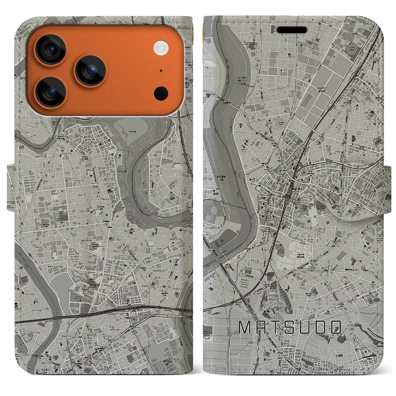 【松戸（千葉県）】地図柄iPhoneケース（手帳タイプ）