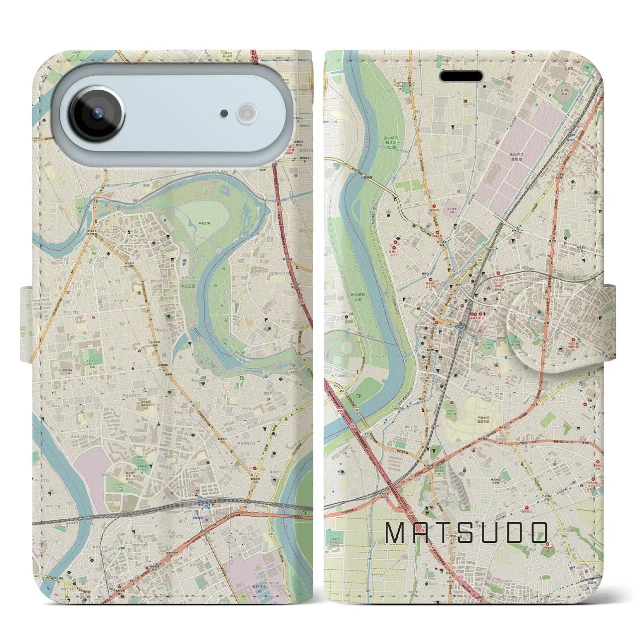 【松戸（千葉県）】地図柄iPhoneケース（手帳タイプ）