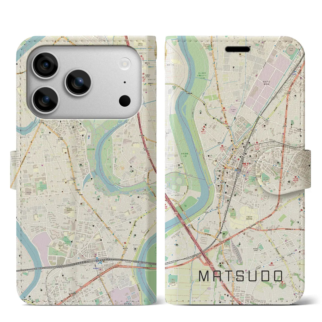 【松戸（千葉県）】地図柄iPhoneケース（手帳タイプ）