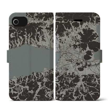 【松江（島根県）】地図柄iPhoneケース（手帳タイプ）モノトーン・iPhone SE（第3 / 第2世代） / 8 / 7 / 6s / 6 用