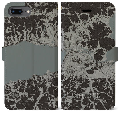 【松江（島根県）】地図柄iPhoneケース（手帳タイプ）モノトーン・iPhone 8Plus /7Plus / 6sPlus / 6Plus 用