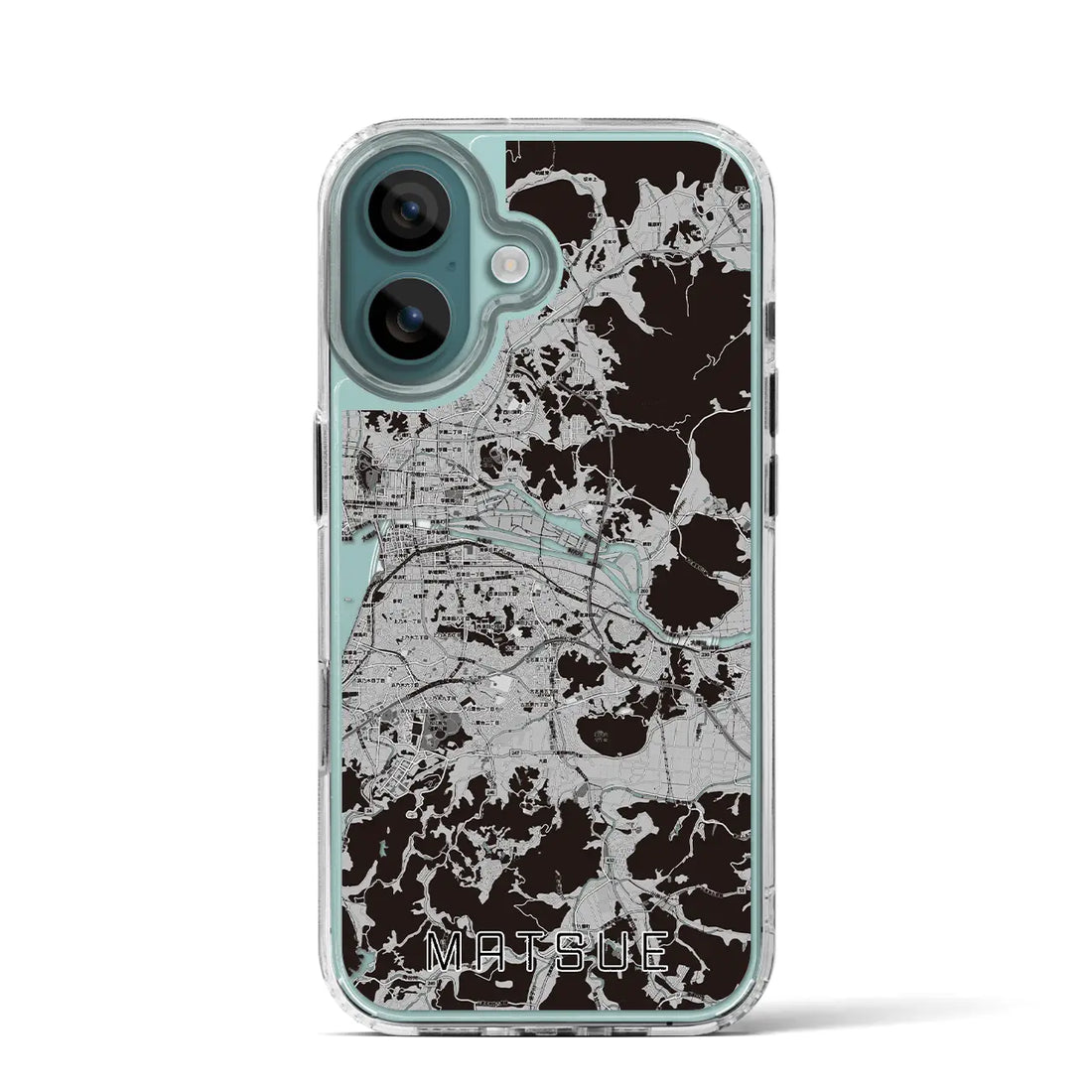 【松江（島根県）】地図柄iPhoneケース（MagSafeタイプ）モノトーン・iPhone 16 Pro 用