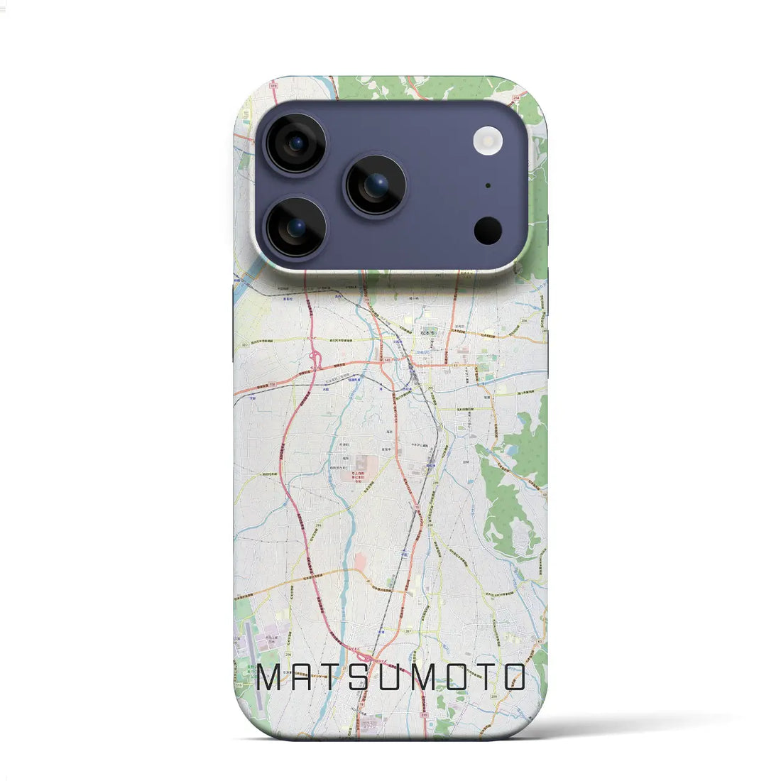 【松本(長野県)】地図柄iPhoneケース(バックカバータイプ)ブラック・iPhone 17 Pro Max 用