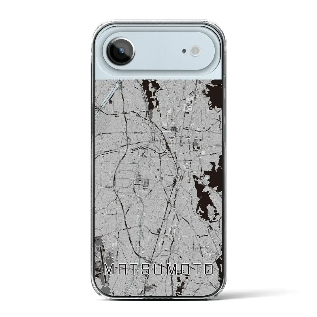 【松本(長野県)】地図柄iPhoneケース(クリアタイプ)モノトーン・iPhone 17 Pro Max 用