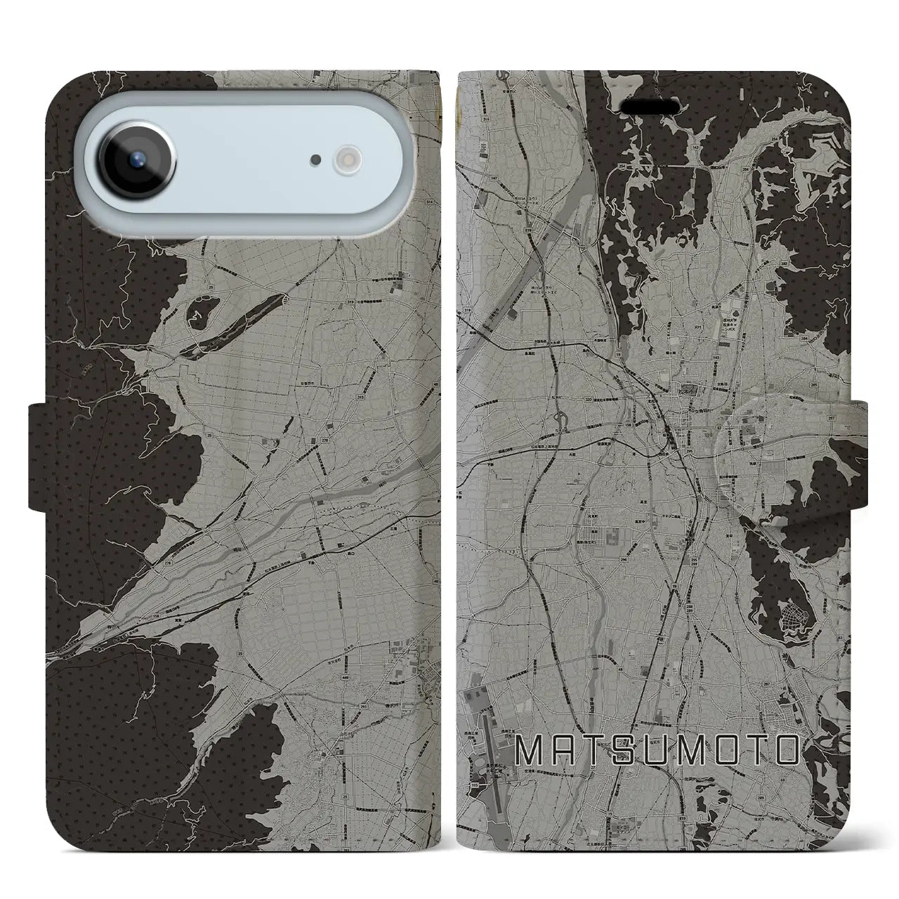 【松本（長野県）】地図柄iPhoneケース（手帳タイプ）