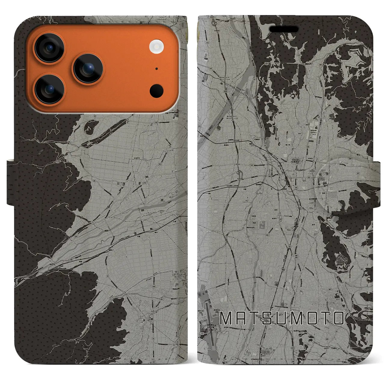 【松本（長野県）】地図柄iPhoneケース（手帳タイプ）