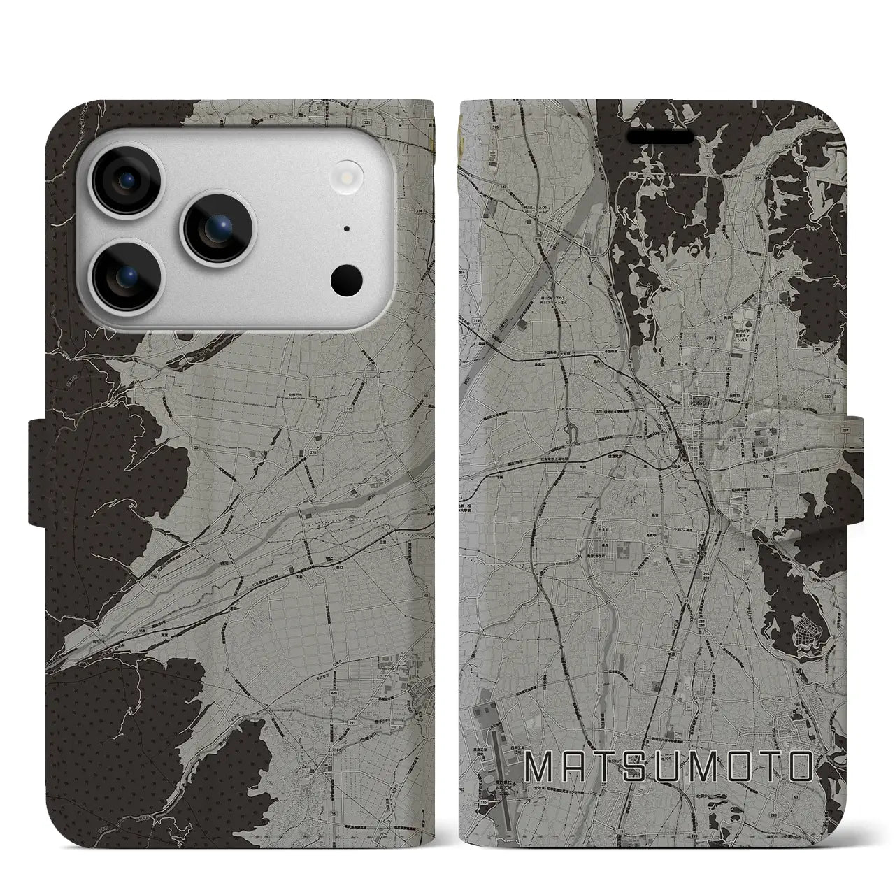 【松本（長野県）】地図柄iPhoneケース（手帳タイプ）