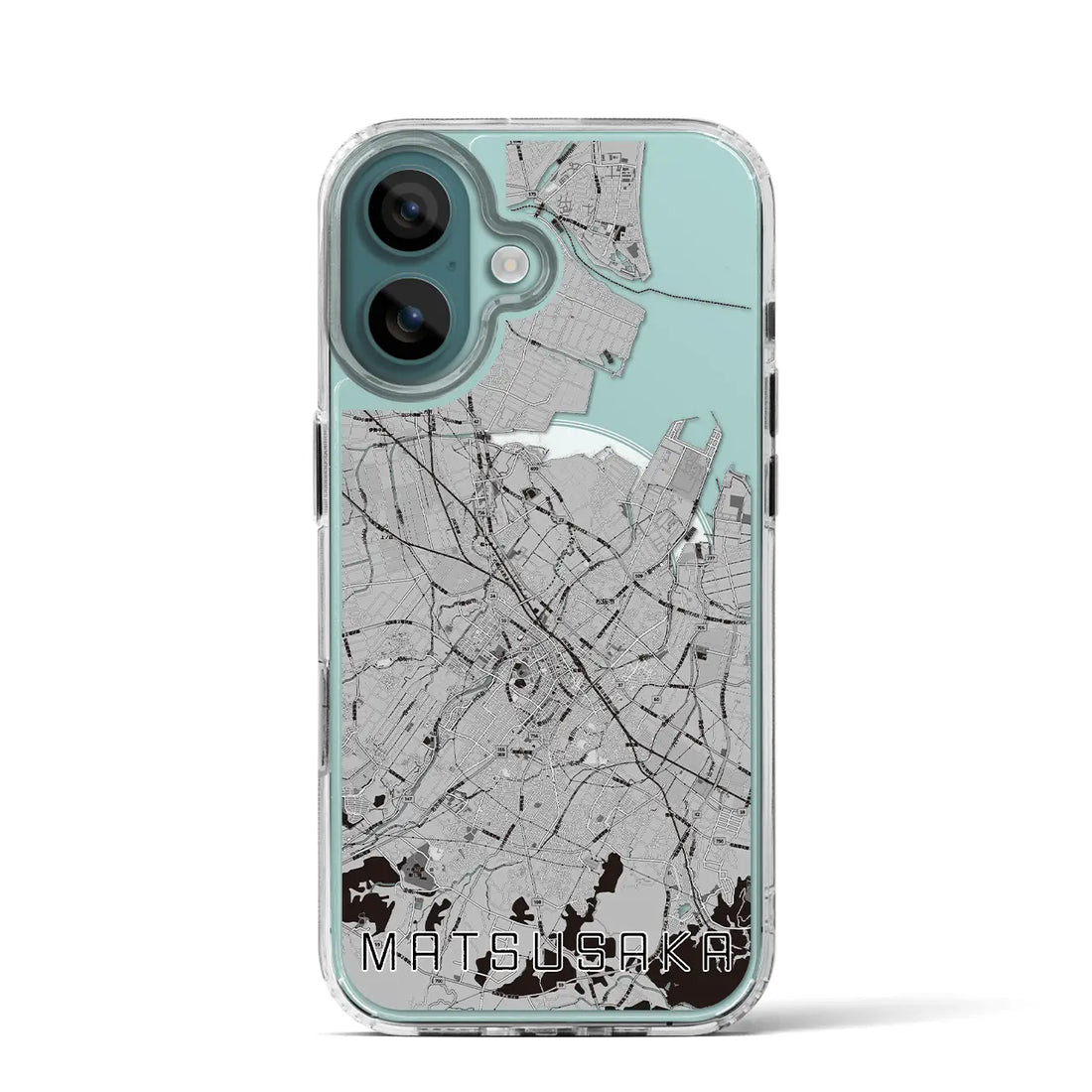 【松阪（三重県）】地図柄iPhoneケース（MagSafeタイプ）モノトーン・iPhone 16 Pro 用