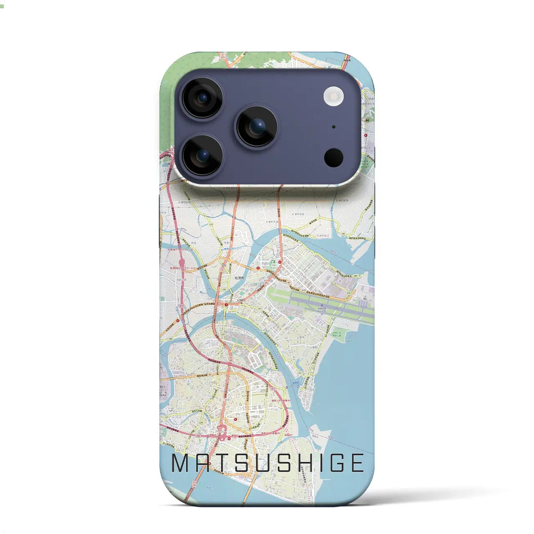 【松茂(徳島県)】地図柄iPhoneケース(バックカバータイプ)ブラック・iPhone 17 Pro Max 用