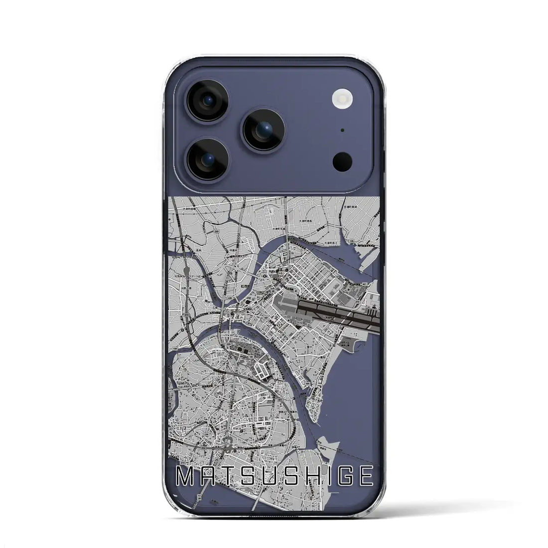 【松茂（徳島県）】地図柄iPhoneケース（クリアタイプ）モノトーン・iPhone 17 Pro Max 用