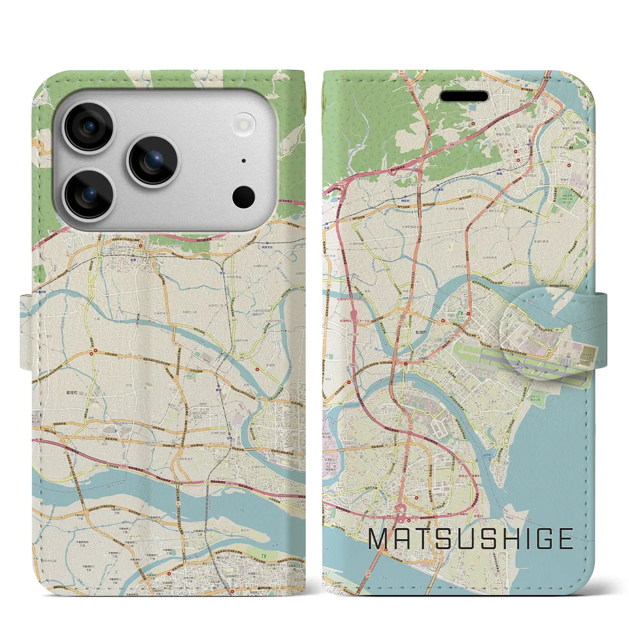 【松茂（徳島県）】地図柄iPhoneケース（手帳タイプ）