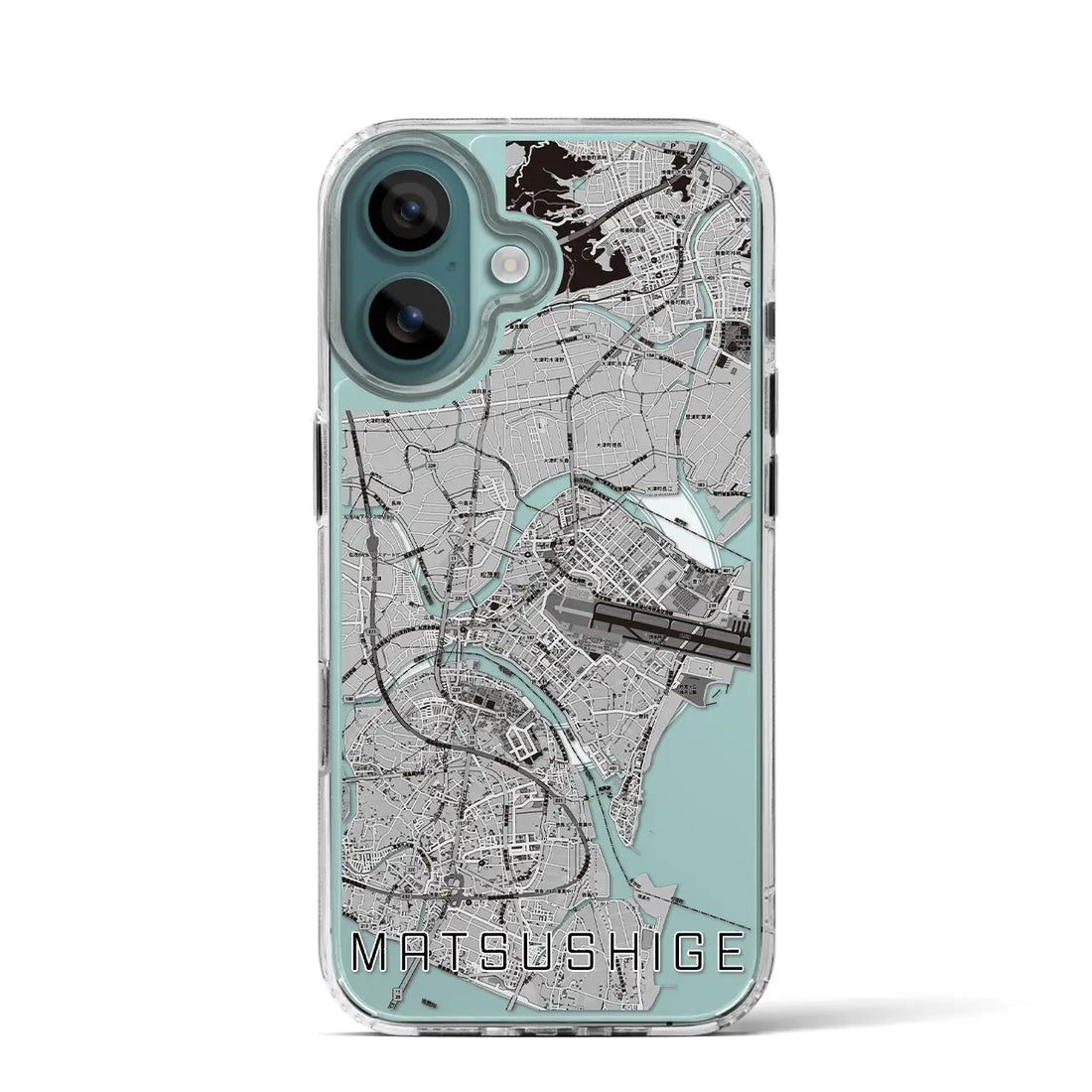 【松茂（徳島県）】地図柄iPhoneケース（MagSafeタイプ）モノトーン・iPhone 16 Pro 用