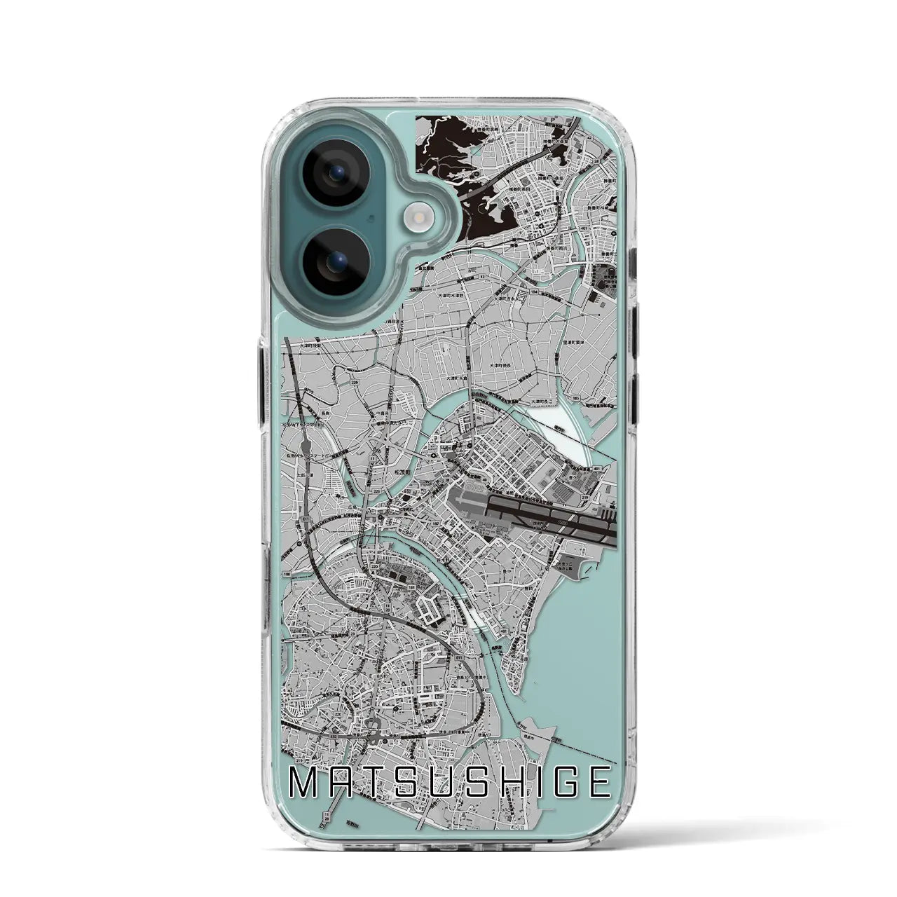 【松茂（徳島県）】地図柄iPhoneケース（MagSafeタイプ）モノトーン・iPhone 16 Pro 用