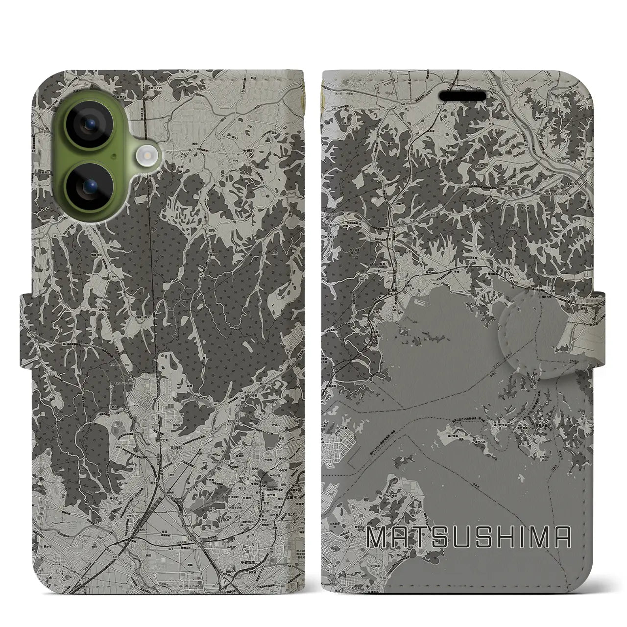 【松島（宮城県）】地図柄iPhoneケース（手帳タイプ）