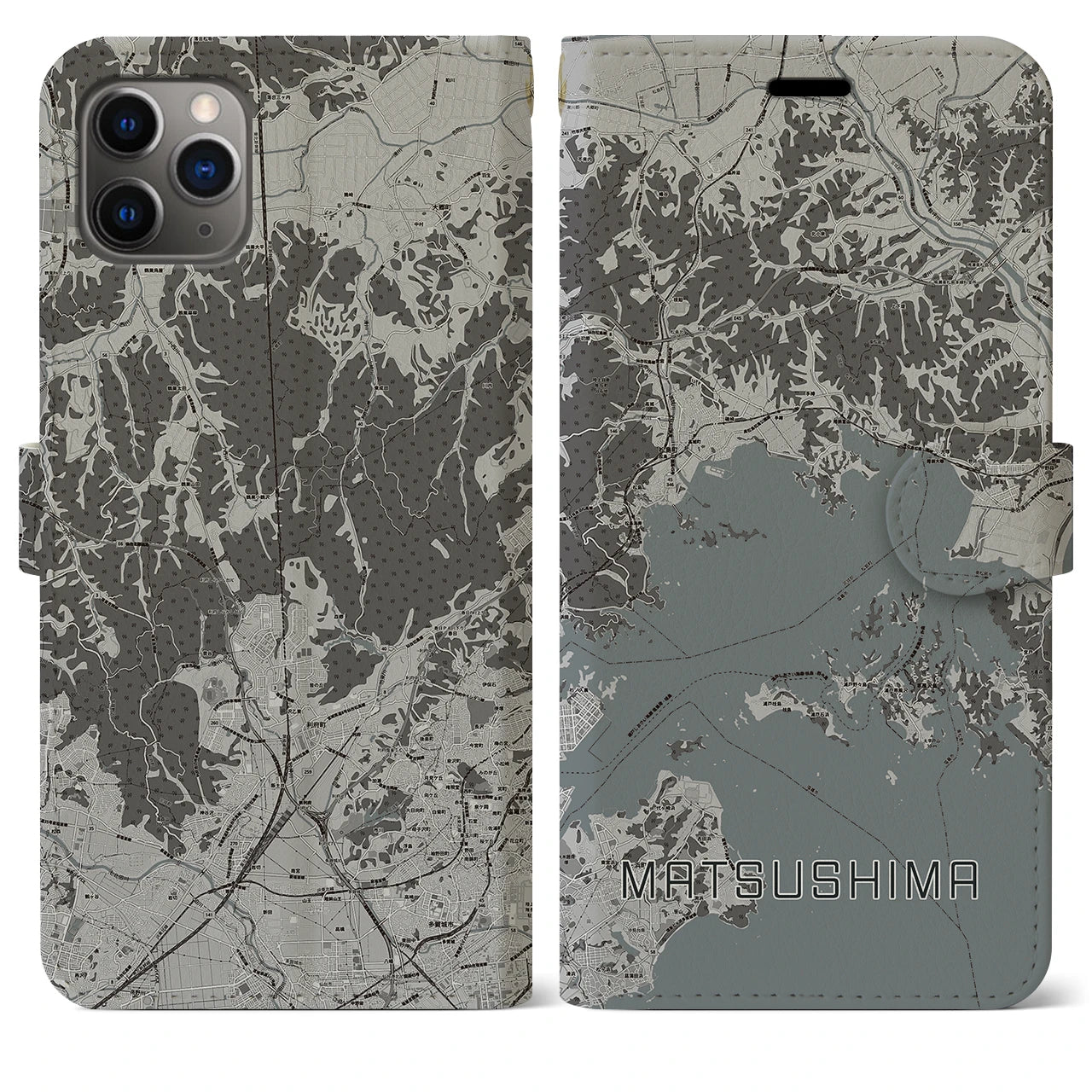 【松島（宮城県）】地図柄iPhoneケース（手帳タイプ）