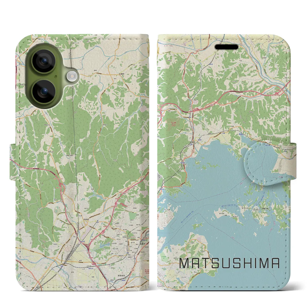 【松島（宮城県）】地図柄iPhoneケース（手帳タイプ）