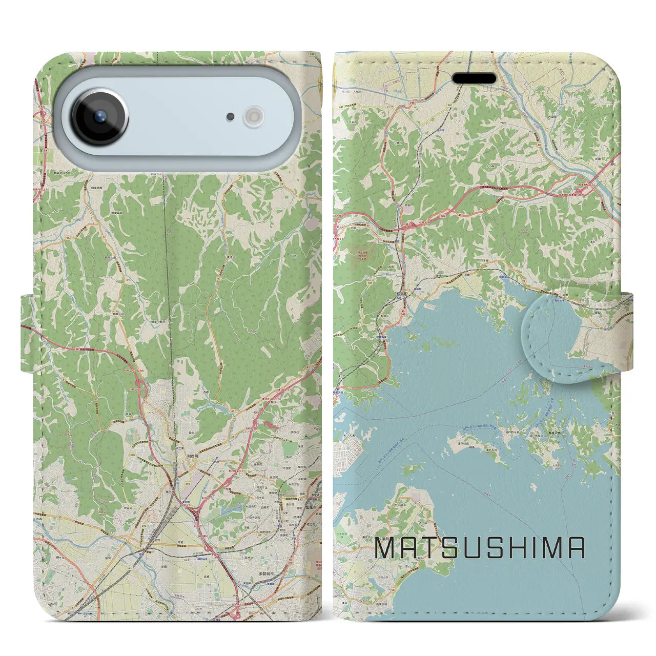 【松島（宮城県）】地図柄iPhoneケース（手帳タイプ）