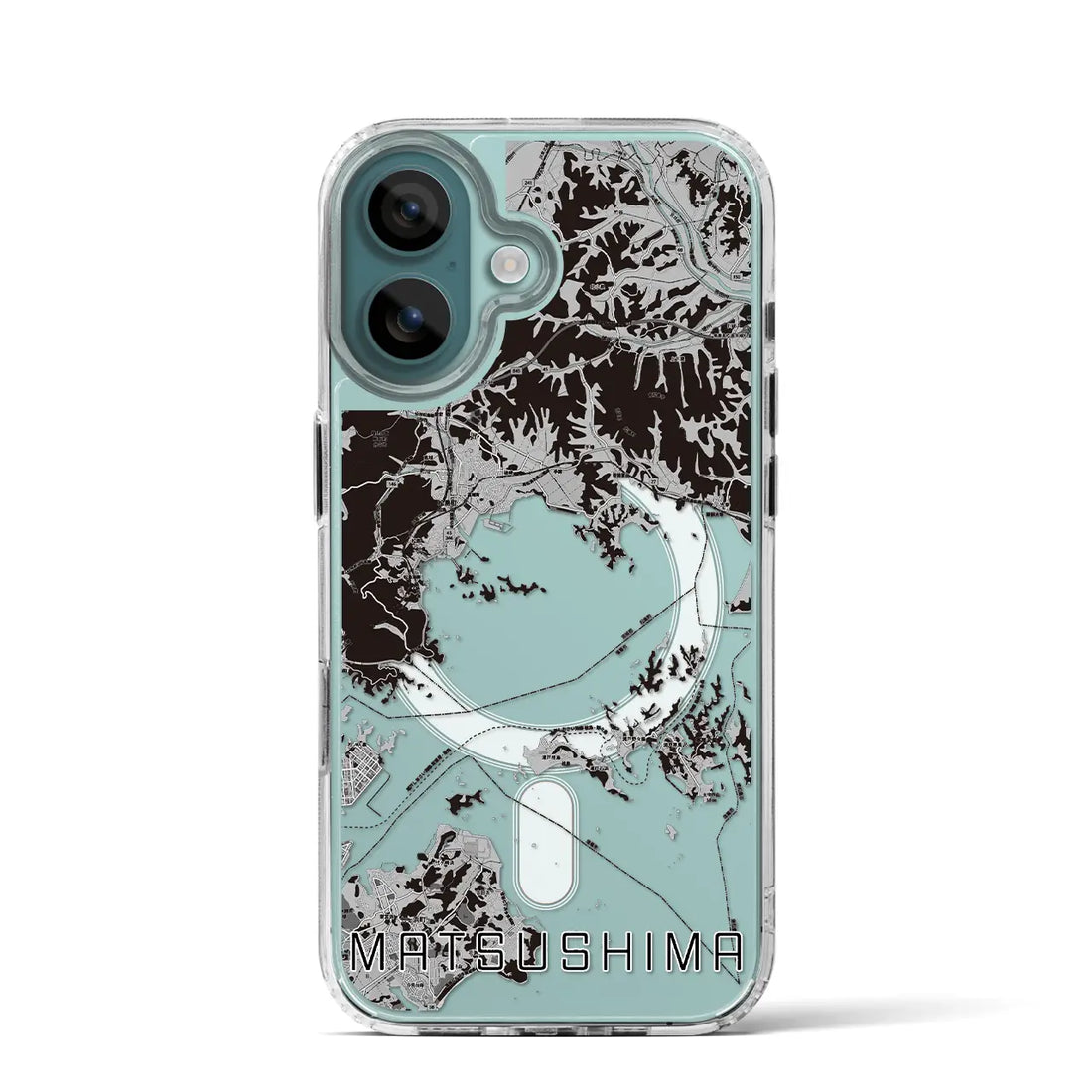 【松島(宮城県)】地図柄iPhoneケース(MagSafeタイプ)モノトーン・iPhone 16 Pro 用