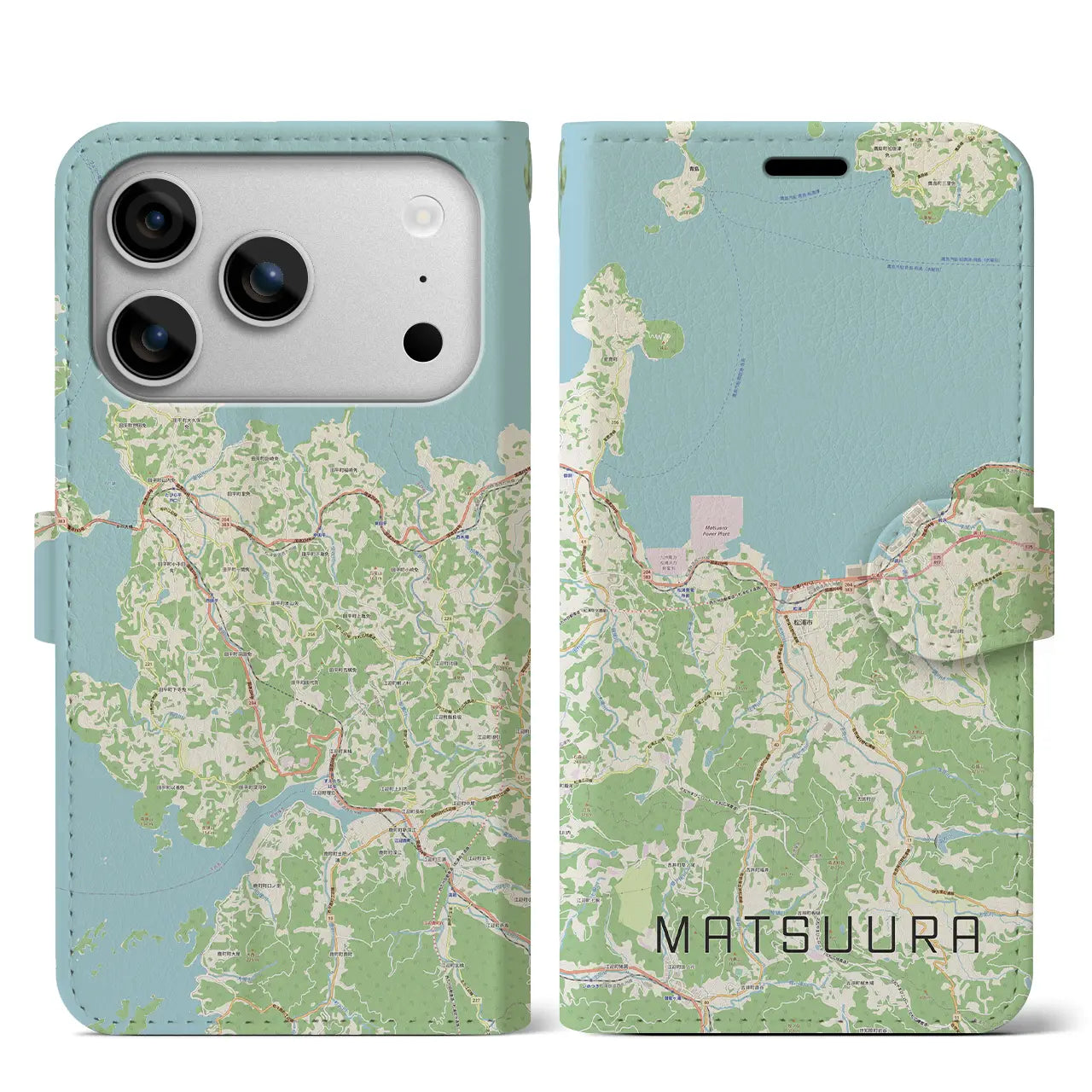 【松浦（長崎県）】地図柄iPhoneケース（手帳タイプ）