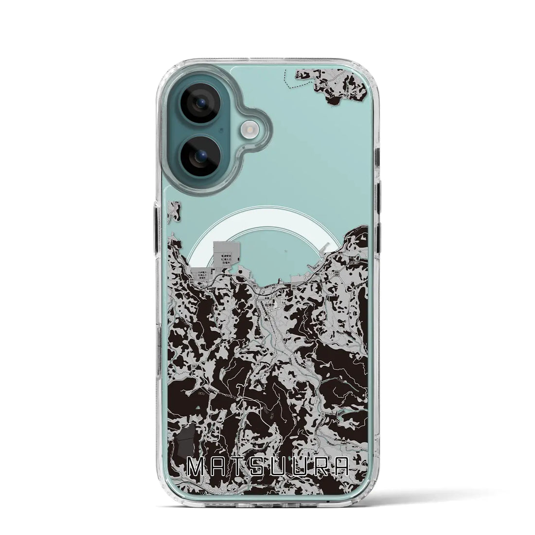 【松浦（長崎県）】地図柄iPhoneケース（MagSafeタイプ）モノトーン・iPhone 16 Pro 用