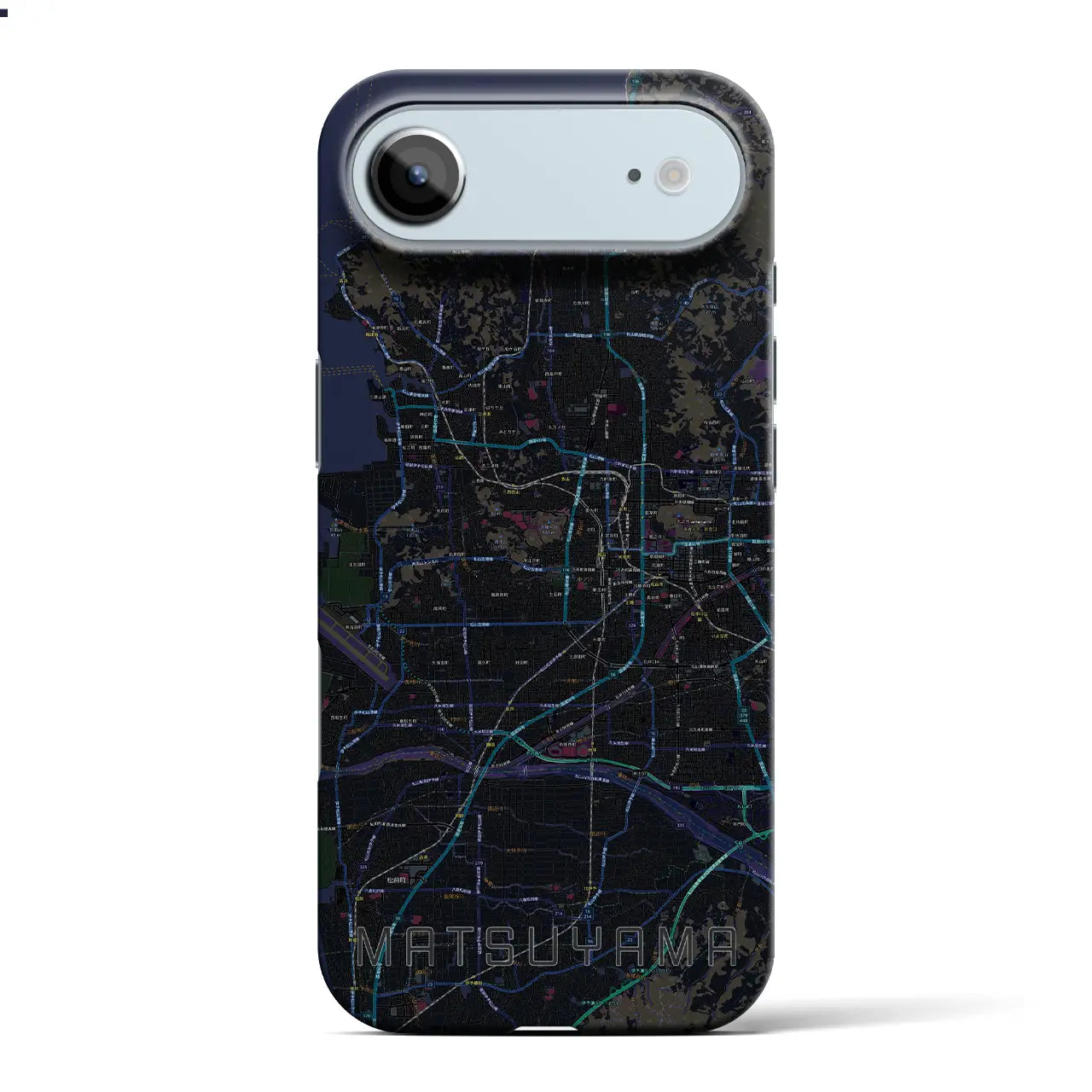 【松山（愛媛県）】地図柄iPhoneケース（バックカバータイプ）