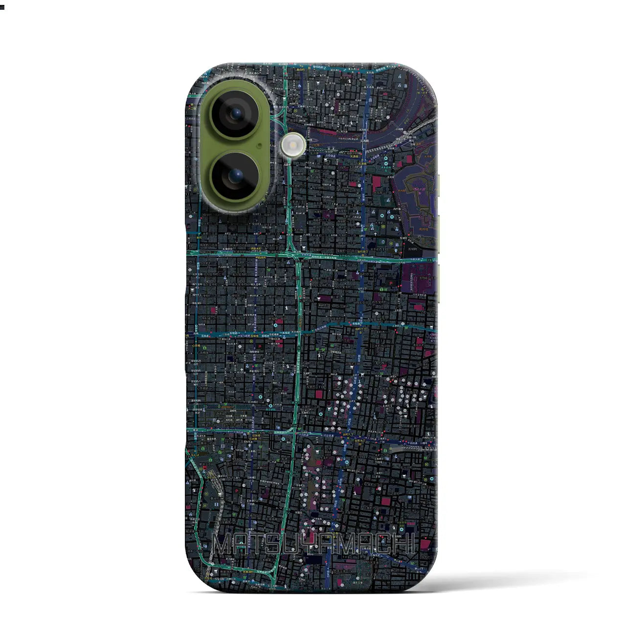 【松屋町（大阪府）】地図柄iPhoneケース（バックカバータイプ）