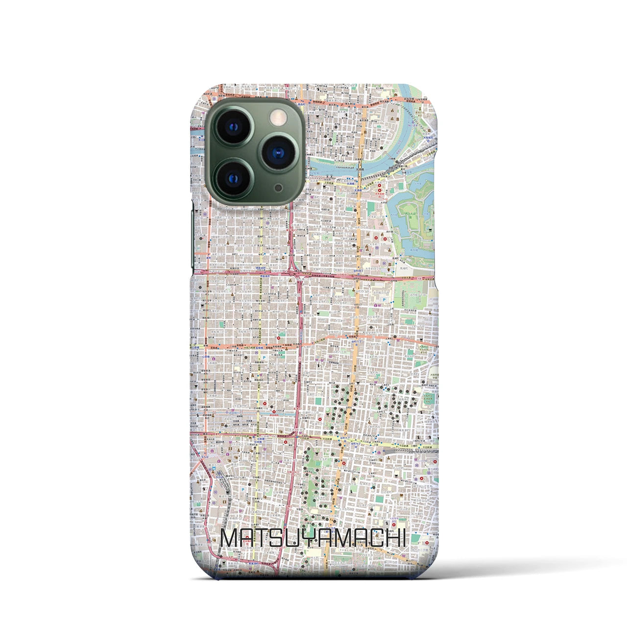 【松屋町】地図柄iPhoneケース（バックカバータイプ・ナチュラル）iPhone 11 Pro 用