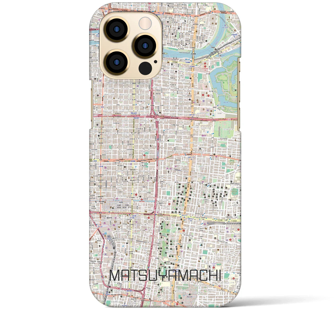 【松屋町（大阪府）】地図柄iPhoneケース（バックカバータイプ）