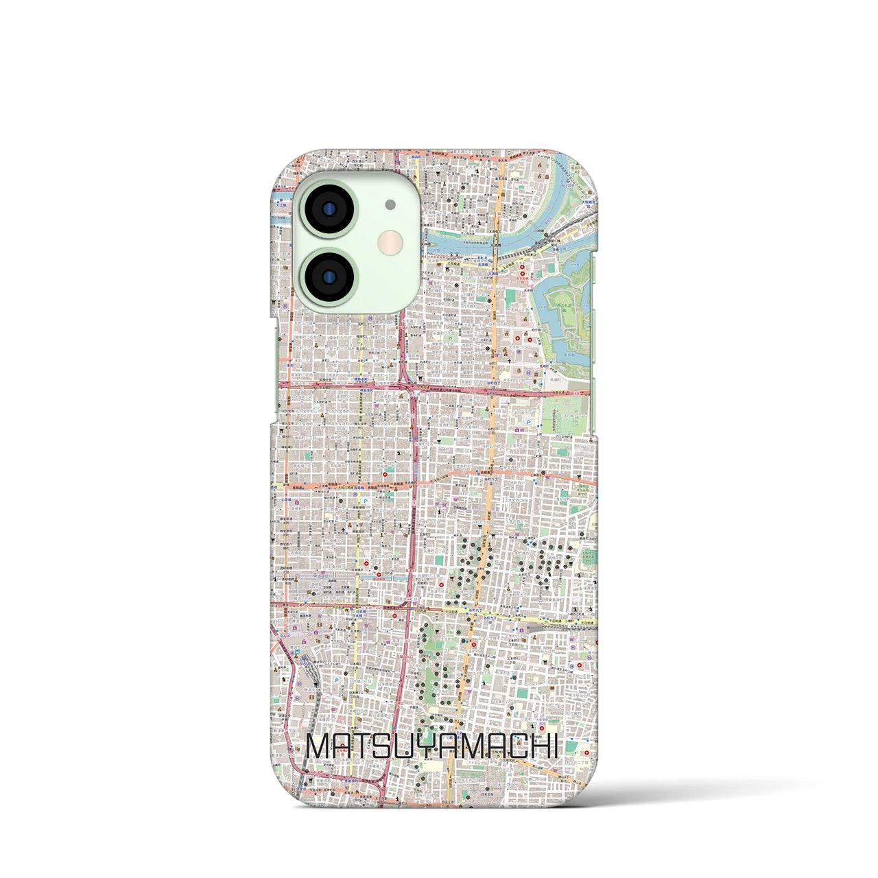 【松屋町】地図柄iPhoneケース（バックカバータイプ・ナチュラル）iPhone 12 mini 用