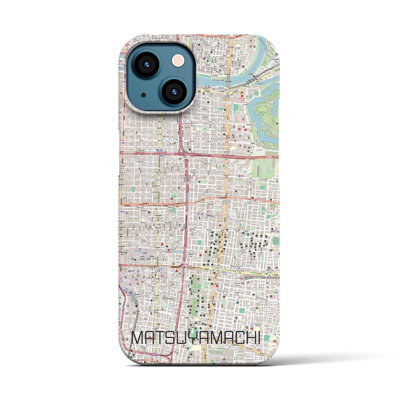 【松屋町】地図柄iPhoneケース（バックカバータイプ・ナチュラル）iPhone 13 用