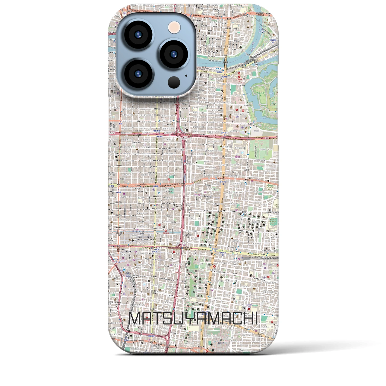【松屋町】地図柄iPhoneケース（バックカバータイプ・ナチュラル）iPhone 13 Pro Max 用